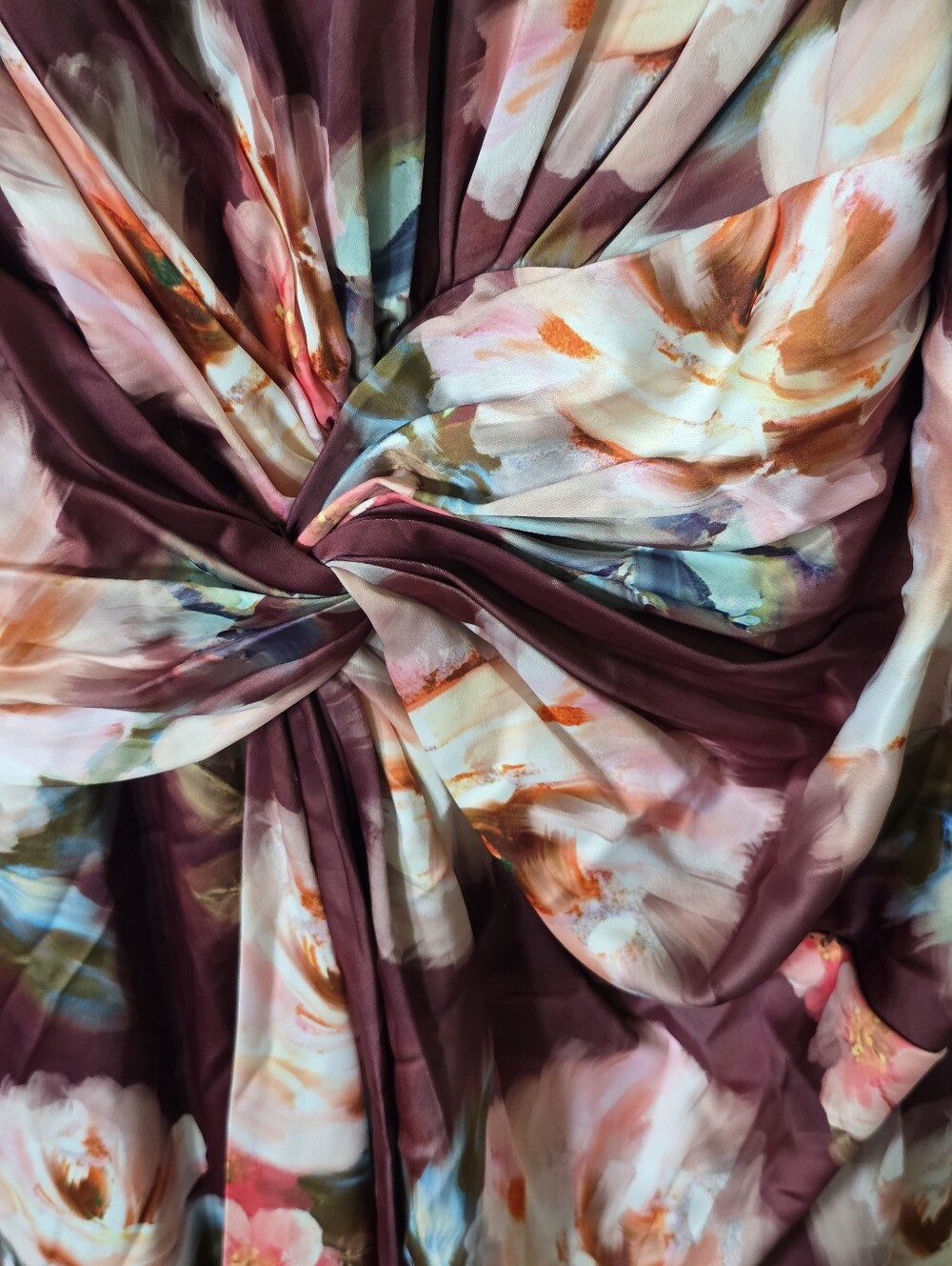 Adrianna Papell Floral Satin Halter Maxi Dress Size 8 NWT Brown Wedding Guest - Picture 7 of 12